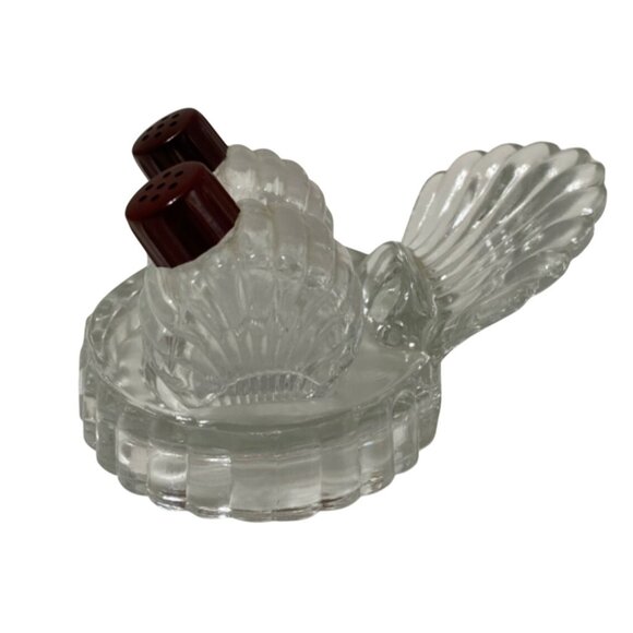 Vintage Glass Turkey Bird Salt & Pepper Shakers Art Deco Thanksgiving - Picture 1 of 6